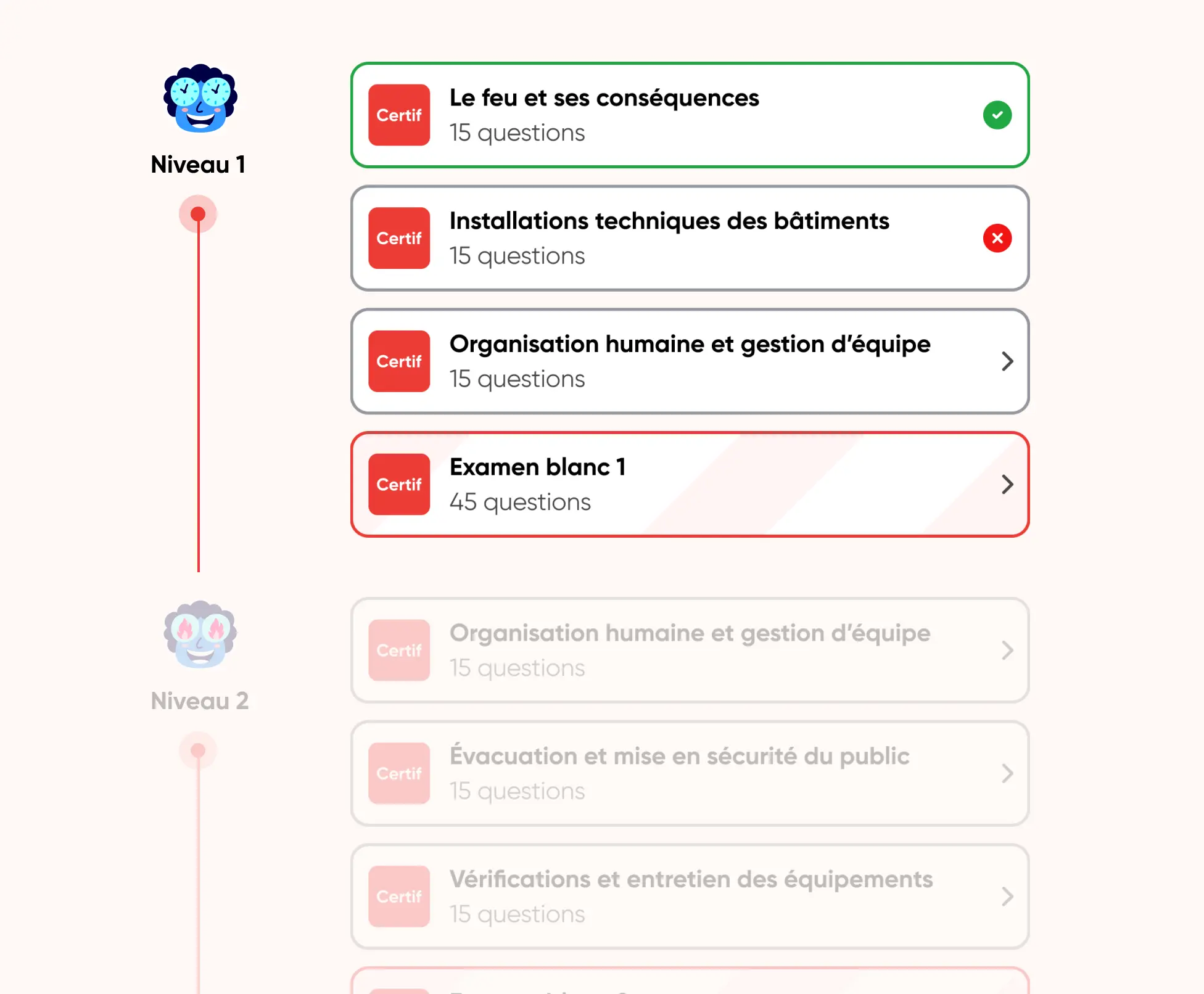 Plateforme d'entrainement avec QCM pour le SSIAP 1, SSIAP 2, SSIAP 3